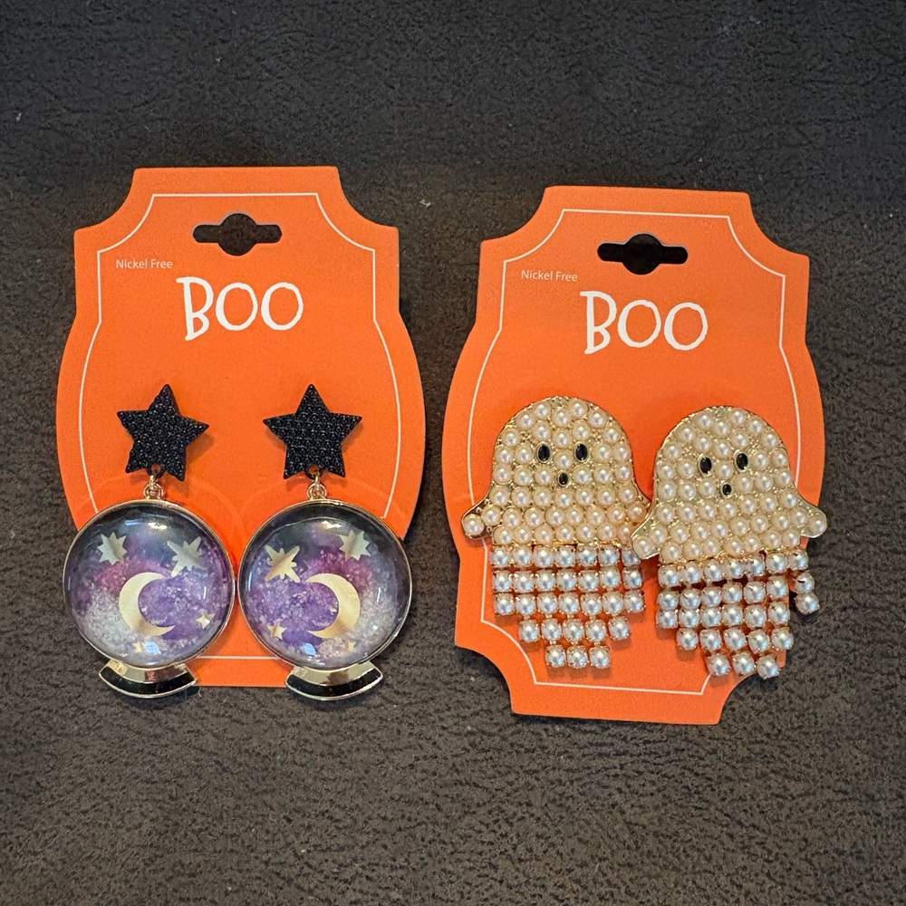 Crystal Ball and Ghost Earrings Halloween